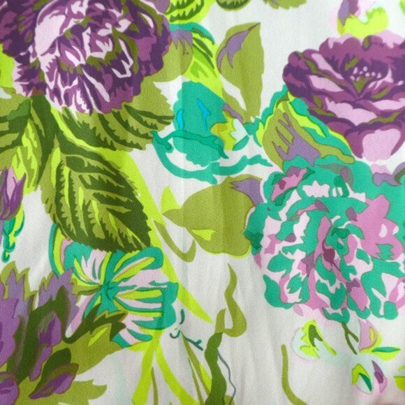 J Crew Collection Satin Pull On Pant Ratti Leafy Floral Print Zipper Fly Hemmed - Picture 2 of 9